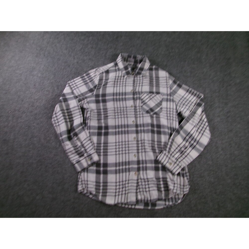 Field Stream Top Women Small Gray Plaid Flannel Long Sleeve Casual Work Outdoor